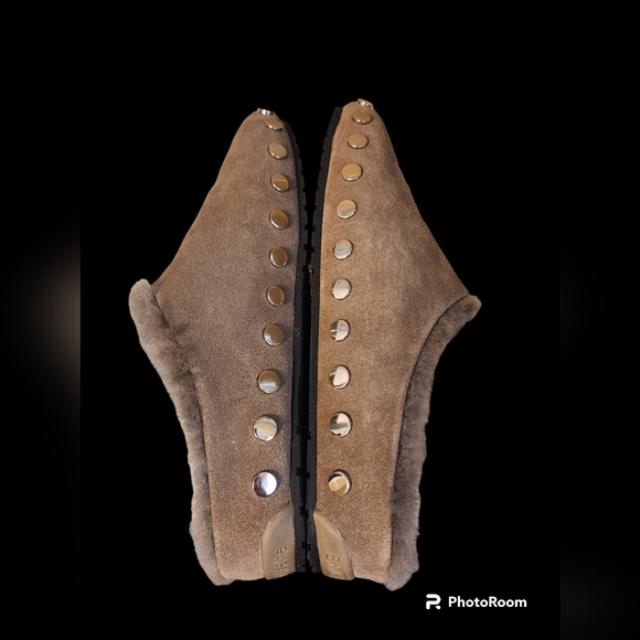 Rebecca Minkoff X Emu Australia Monch Mules Sheepskin Suede Cork Designer Grey 6 - Picture 4 of 7